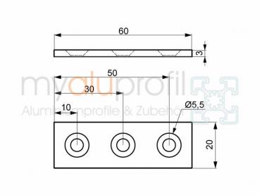 Tab 20x60 black groove 5 I-type